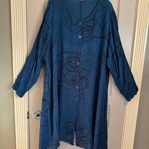 GRIZAS Button Front Crinkle silk Tunic